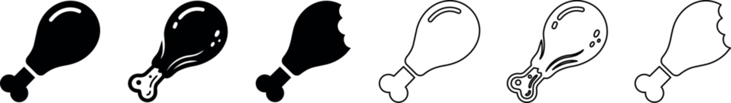Chicken drumstick icons with different fill and bite variations