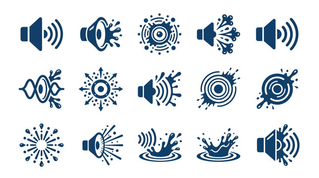Audio vibration and liquid sound effect icons.