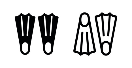 Swim Fins or Flippers Icon - Solid and Outline Style © liubomir118809