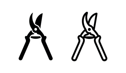 Pruning shears icon in solid glyph and outline style, used for trimming plants, branches, and gardening tasks. © liubomir118809