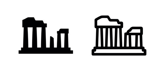Naklejka premium Ancient temple ruins icon set, historical landmark and archaeology