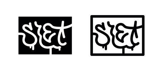 Stylized "SRET" graffiti tag icon set, street art and urban culture © liubomir118809