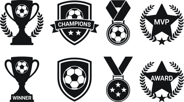 Black and White Soccer Awards and Trophies Collection