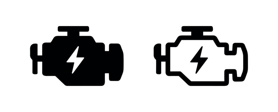 Electric engine icon, EV car motor with lightning bolt