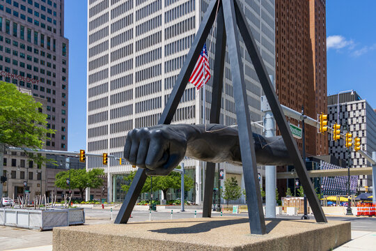 The Fist monument to joe louis in downtown Detroit Michigan USA