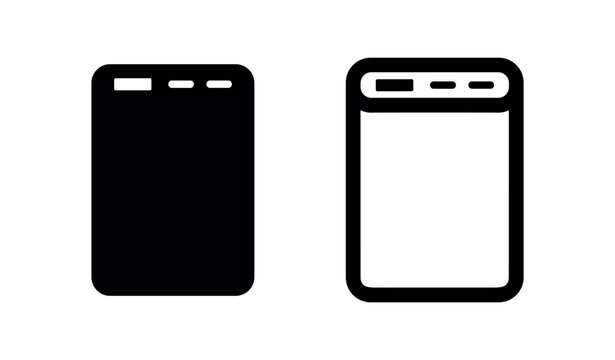 Smartphone back view icon vector. Mobile phone device symbol, in filled and outline styles.