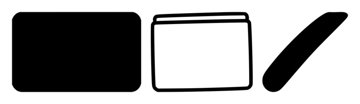 Flashcard icon set with single solid black shape on white background featuring icon, vector, graphic with simple and minimal