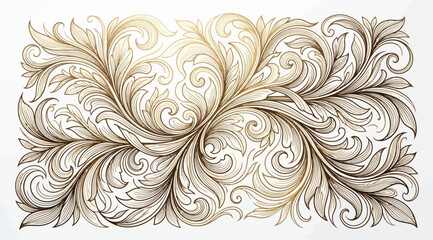 Elegant vintage baroque floral scroll ornament, decorative filigree acanthus leaf pattern © Saharia