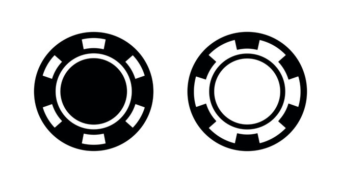 Poker chip icon set. Casino and gambling game token symbol.