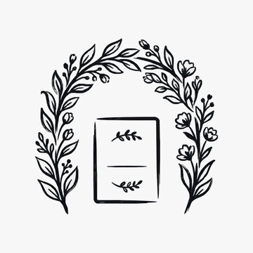 Minimalist botanical line art with geometric center design.