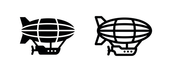 Blimp icons, black and white, vintage airship design © liubomir118809