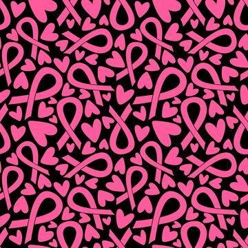 Breast cancer month seamless pink ribbon day mammogram pattern for medical accessories and medicine textiles