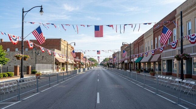 Patriotic parade route empty street morning setup concept Patriotic Holiday Background