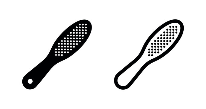 Foot file icon set, pedicure tool or calluses remover symbol, solid and outline vector illustration