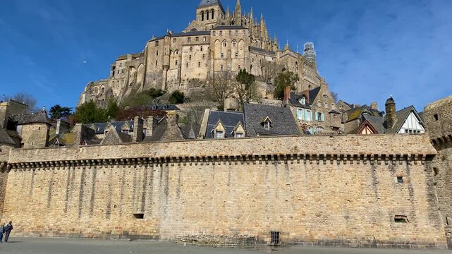 Mont Saint Michel Distant Exterior View Across the Bay in Normandy France