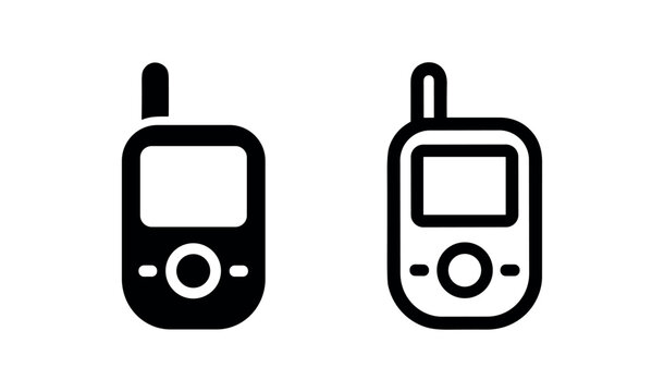 Vintage Mobile Phone or Walkie-Talkie Icon (Solid and Outline Versions)