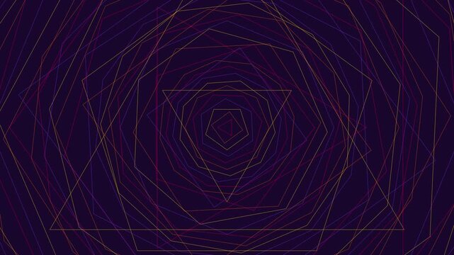 Abstract geometric tunnel animation with pulsing neon lines and hypnotic motion background