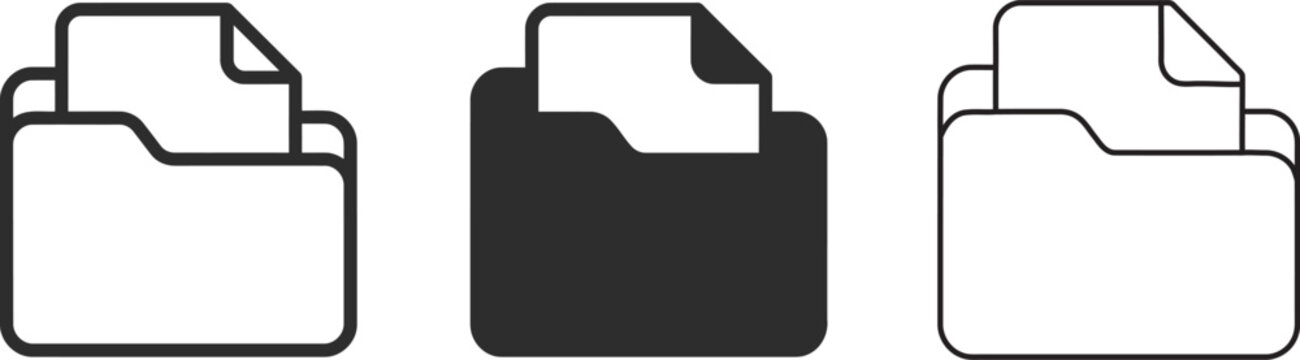 Set of three file folder icons in different colors