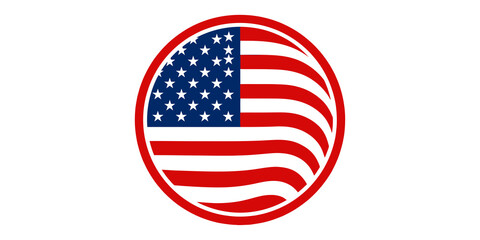 Fototapeta premium USA flag design element with red lines and blue star field on transparent background