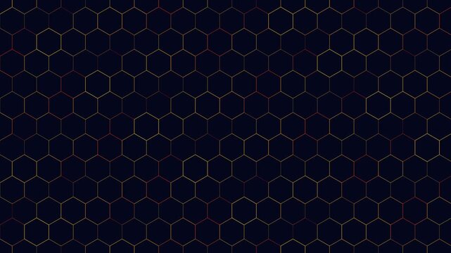 Abstract hexagon grid background, glowing geometric honeycomb pattern, digital technology motion loop
