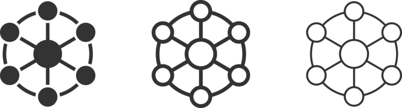 Hexagonal and circular node connection diagrams with arrows