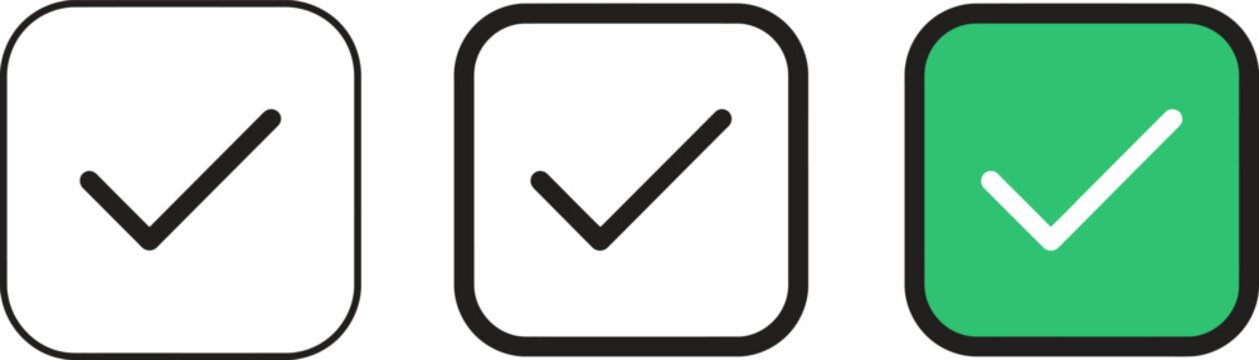 Green checkmark icons in white and green boxes with go ahead