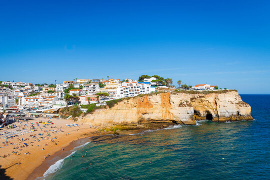 A view of the coast of Portugal, specifically Algave. 
