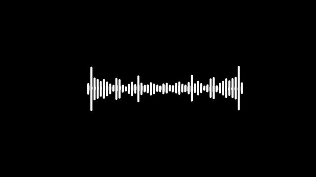White and green audio visualization effect, white audio waveform spectrum animation with alpha channel, sound line audio wave visualization voice record animation on black screen, 4k