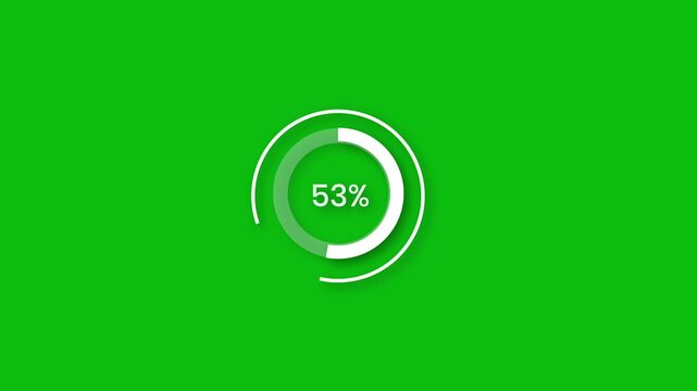 Green Screen Pie Chart Progress 53 Percent Loading Animation UI Element	