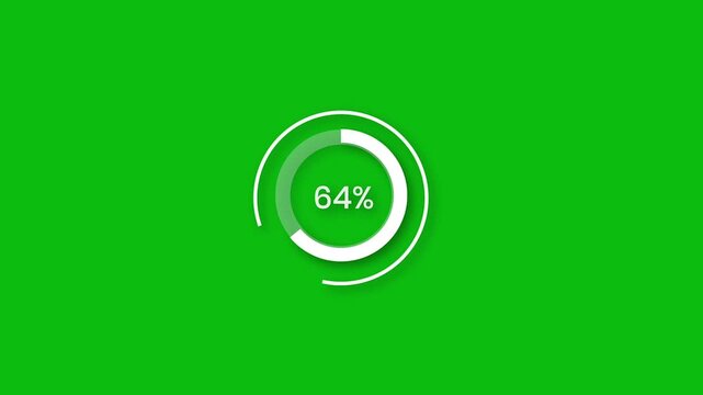 Green Screen Pie Chart Progress 64 Percent Loading Animation UI Element	