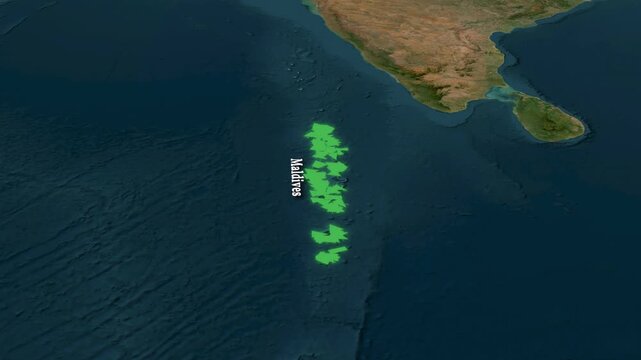 Maldives 4K 3D Map Animation with Flag Political Borders Geography Animation