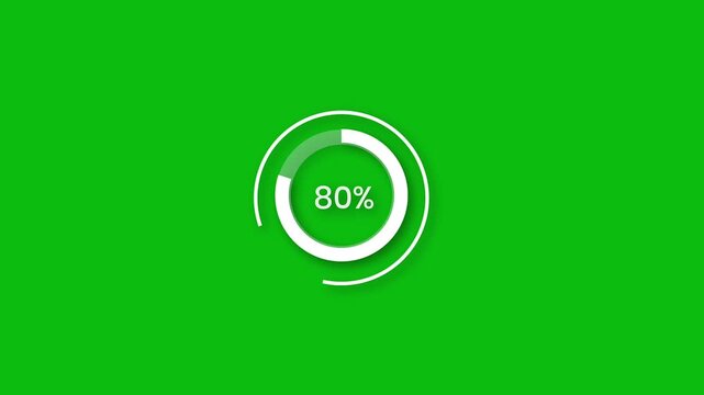 Green Screen Pie Chart Progress 80 Percent Loading Animation UI Element	