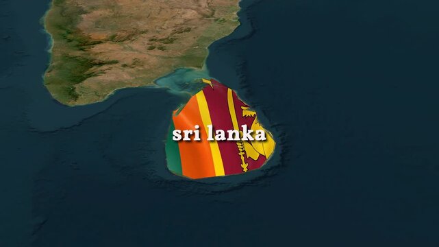 Sri Lanka Map 4K 3D Animation with Flag Political & Geographic Borders