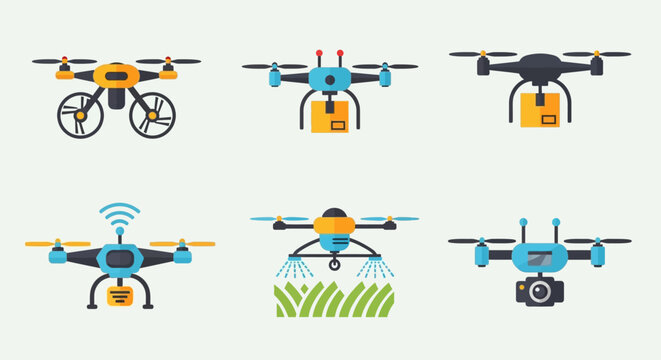 Collection of flat design internet routers and modems
