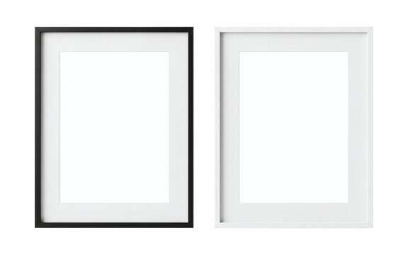 A pair of elegant black and white rectangular photo frames with blank mat board inserts, perfect for displaying art, posters, or cherished memories in a home or office setting&nbsp;