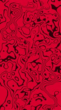 Topographic line map forms abstract red and black wavy liquid texture, ideal for web backgrounds, prints, and artistic designs.