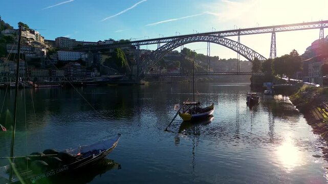 Dom Luis I Bridge over Douro River in Porto, Portugal on a Sunny Day 3