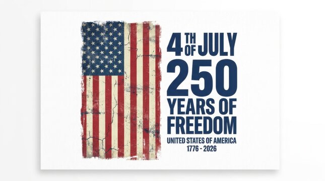 4th of july 250 years of freedom usa sestercentennial anniversary poster isolated on white background