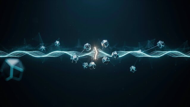 Data particles flow along a digital energy wave across a dark background to represent modern cloud computing systems.