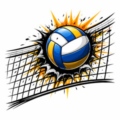 Balón de voleibol atravesando la red © Daniel