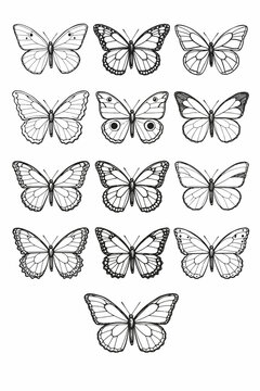 Dise&ntilde;os de alas de mariposa en tinta
