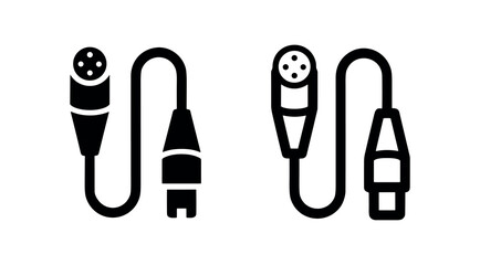 Plakat Set of two black and white icons representing audio connectors, MIDI and XLR