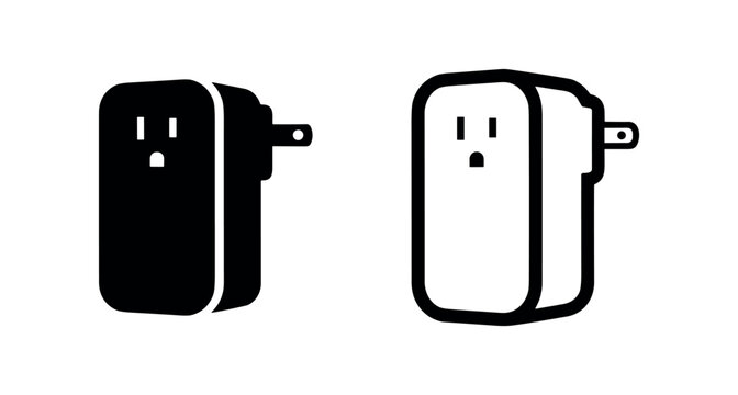 Smart Plug and Wall Outlet Adapter Icon Set