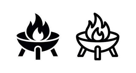Fire Pit Icons: Solid and Outline Styles © liubomir118809