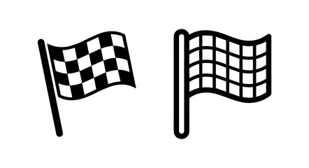 Naklejka premium Checkered flag icons, solid and outlined