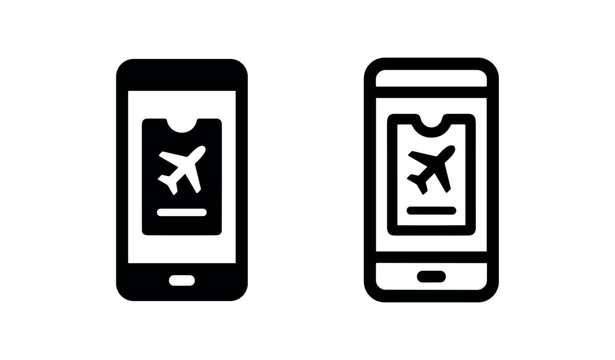 Smartphone with boarding pass icon for air travel