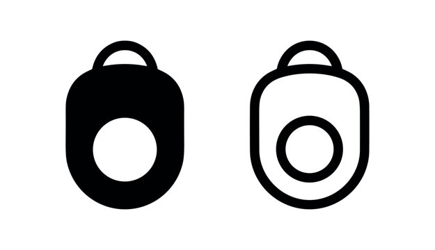 Car key fob or remote icon set, outline and filled glyph style, vehicle access control and security symbol.