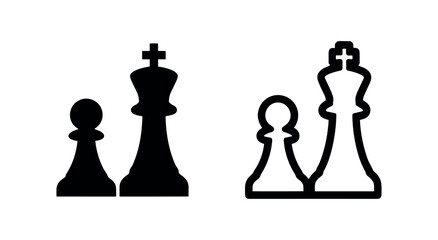 Chess King and Pawn Icon Set, Strategy Game Pieces Symbol © liubomir118809
