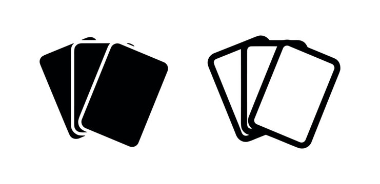 Fan of Three Cards Icon Set, Playing Cards Symbol