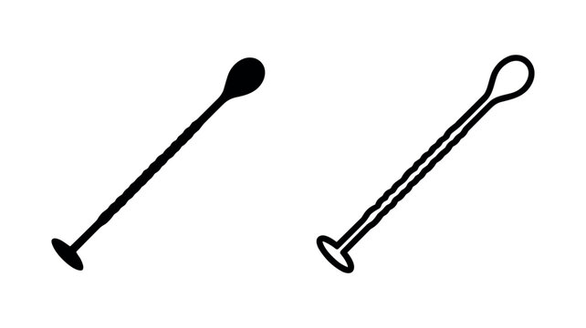 Bar spoon icon in solid and outline style for cocktail mixing and stirring.